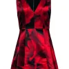 Alice & Olivia - Red & Black Rose Print Sleeveless Dress Sz 0