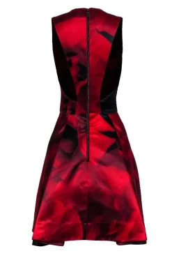 Alice & Olivia - Red & Black Rose Print Sleeveless Dress Sz 0