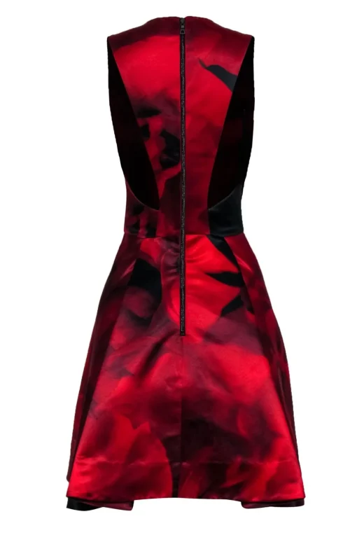 Alice & Olivia - Red & Black Rose Print Sleeveless Dress Sz 0