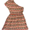 Alice & Olivia - Red Orange & Green One Shoulder Dress Sz M
