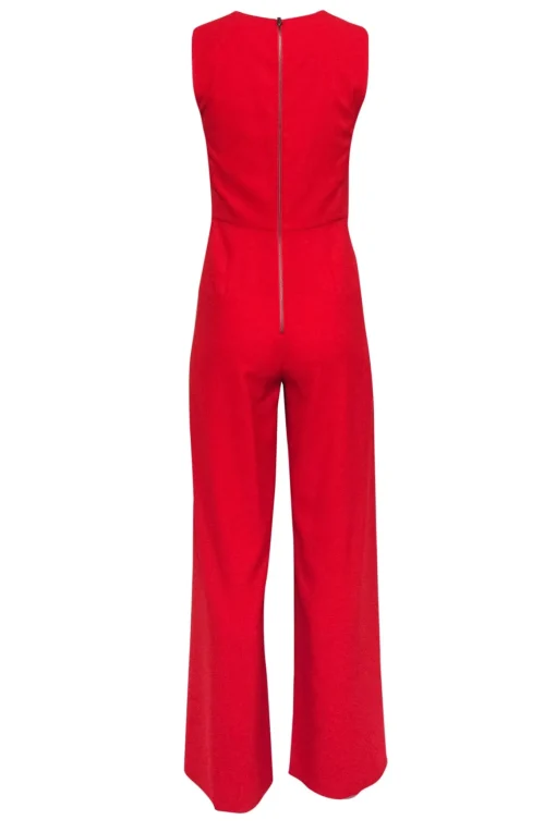 Alice & Olivia - Red Sleeveless Wide Leg Pleated Jumpsuit Sz 4