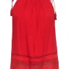 Alice & Olivia - Tomato Red Tank w/ Embroidered Hem & Tassel Ties Sz M