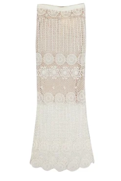 Alice & Olivia - White Crochet Maxi Skirt w/ Nude Lining Sz XS