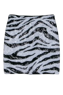 Alice & Olvia - Zebra Print Sequin Mini Skirt Sz 0