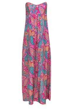 Alice & Trixie - Pink & Multicolored Paisley Print Silk Maxi Dress Sz XS