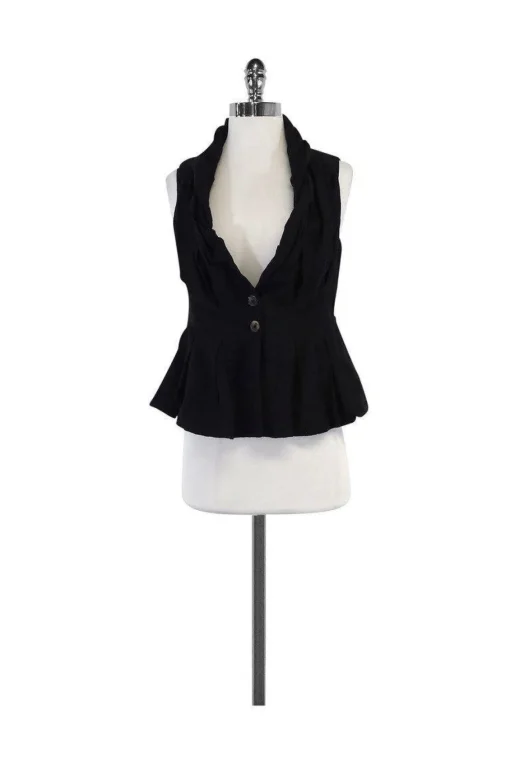All Saints - Grey Pleated Peplum Vest Sz 8