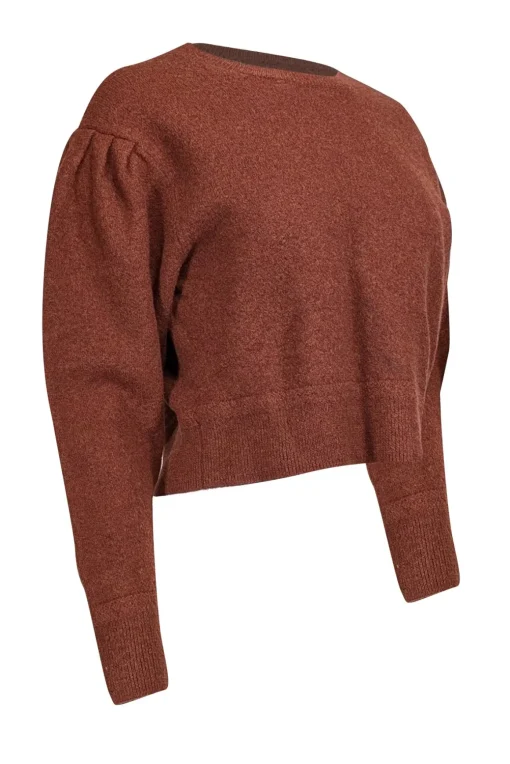 All Saints - Rust Orange Merino Wool Cropped Sweater Sz L