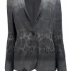 All Satins - Olive & Dark Grey Animal Print Silk Blazer Sz 10