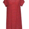Altea - Coral, Red, & Grey Geometric Printed Short Sleeve Drress w/ Peter Pan Collar Sz S