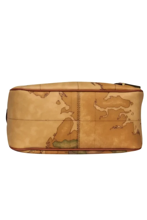 Alviero Martini - Brown Leather Crossbody Purse w/ Map Print
