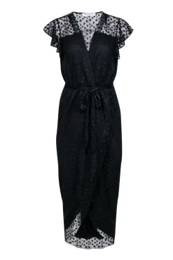 Amanda Uprichard - Black Star Lace Flutter Cap Sleeve Formal Dress Sz M