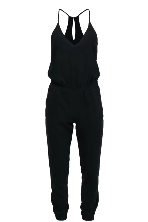 Amanda Uprichard - Black Sleeveless Skinny Leg Racerback Romper Sz XS