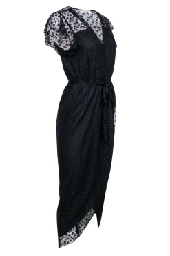 Amanda Uprichard - Black Star Lace Flutter Cap Sleeve Formal Dress Sz M