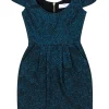Amanda Uprichard - Blue & Black Sleeveless Pouf Mini Dress Sz P