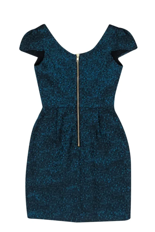 Amanda Uprichard - Blue & Black Sleeveless Pouf Mini Dress Sz P