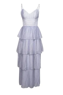 Amanda Uprichard - Blue & White Striped Sleeveless Maxi Dress Sz M