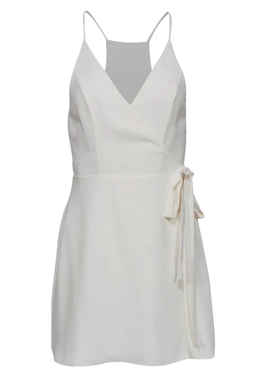 Amanda Uprichard - Cream Wrap Plunge Mini Dress Sz S