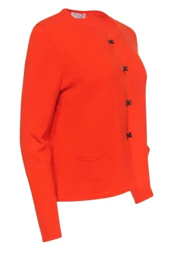 Amina Rubinacci - Bright Orange Knit Clasped Sweater Sz 8