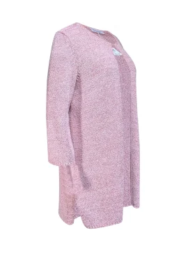 Amina Rubinacci - Coral, Cream, & Silver Speckled Knit Cardigan Sz XXL