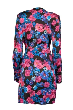 Andamane - Blue, Pink, & Purple Floral Print Wrap Dress Sz M