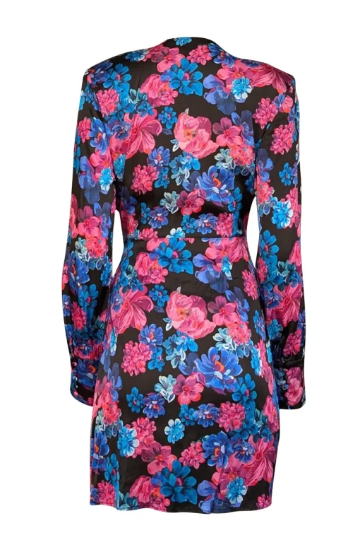 Andamane - Blue, Pink, & Purple Floral Print Wrap Dress Sz M