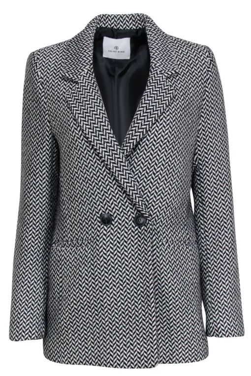 Anine Bing - Black & White Fishbone "Diana" Blazer Sz XS