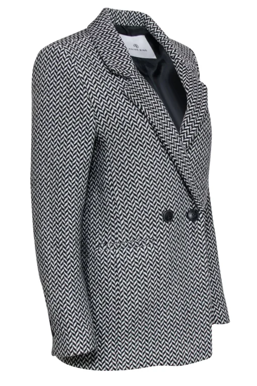 Anine Bing - Black & White Fishbone "Diana" Blazer Sz XS