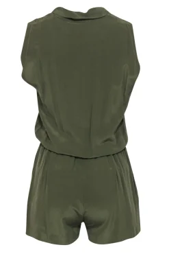 Anine Bing - Olive Sleeveless Silk Romper Sz XS