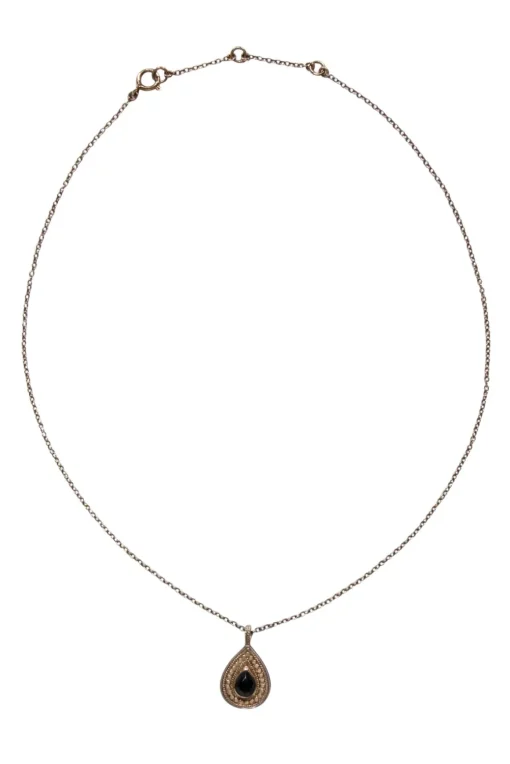 Anna Beck - Black Onyx 18K Gold Plated Teardrop Pendant Necklace