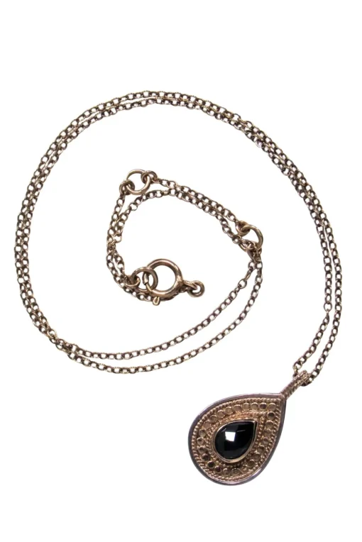 Anna Beck - Black Onyx 18K Gold Plated Teardrop Pendant Necklace