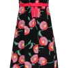 Anna Sui - Black, Pink & Green Floral Print Strapless A-Line Dress Sz 4