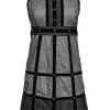 Anna Sui - Gray Dress w/ Velvet Piping & Studs Sz S