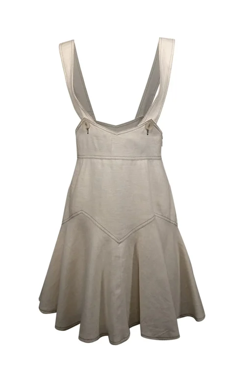 Anna Sui - Ivory Linen Sleeveless Overall Dress Sz 6