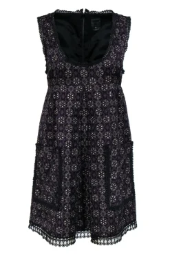 Anna Sui - Purple Printed Cotton & Silk Dress Sz 2