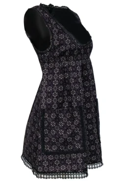 Anna Sui - Purple Printed Cotton & Silk Dress Sz 2