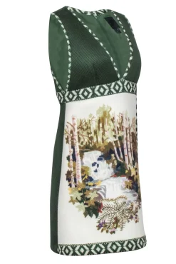 Anna Sui - White & Green Print Sleeveless Dress Sz 8