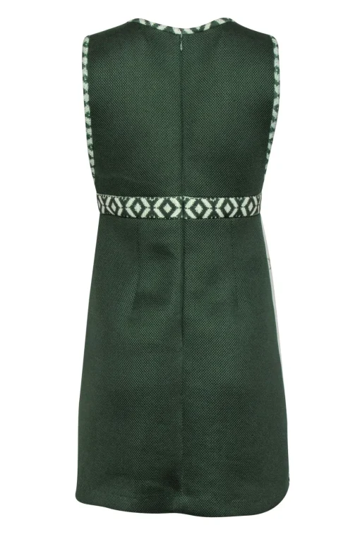 Anna Sui - White & Green Print Sleeveless Dress Sz 8