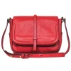 Annabel Ingall - Red Textured Leather Crossbody Bag w/ Top Flap