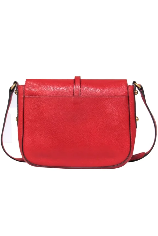 Annabel Ingall - Red Textured Leather Crossbody Bag w/ Top Flap