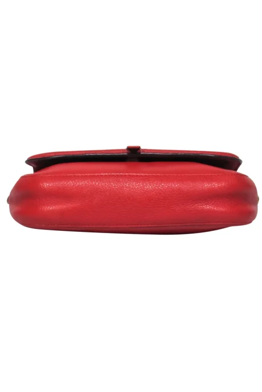 Annabel Ingall - Red Textured Leather Crossbody Bag w/ Top Flap