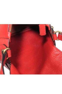 Annabel Ingall - Red Textured Leather Crossbody Bag w/ Top Flap