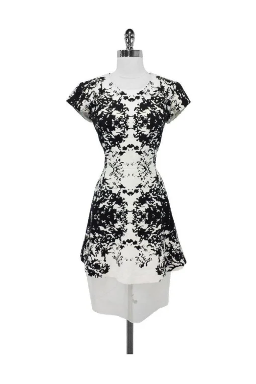Annabelle - Linen & Silk Print Dress w/ Tulle Hem Sz 6