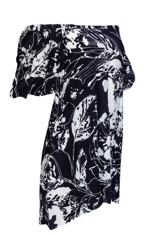Anne Fontaine - Black & White Floral Off-the-Shoulder Dress Sz 4