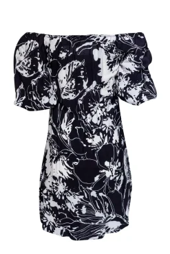 Anne Fontaine - Black & White Floral Off-the-Shoulder Dress Sz 4
