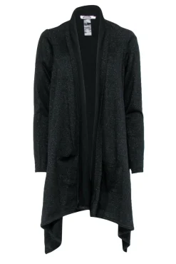 Anne Fontaine - Black Sparkly Draped Open Cardigan Sz 10