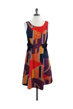 Anni Kuan - Multicolor Geo Print Dress Sz 2