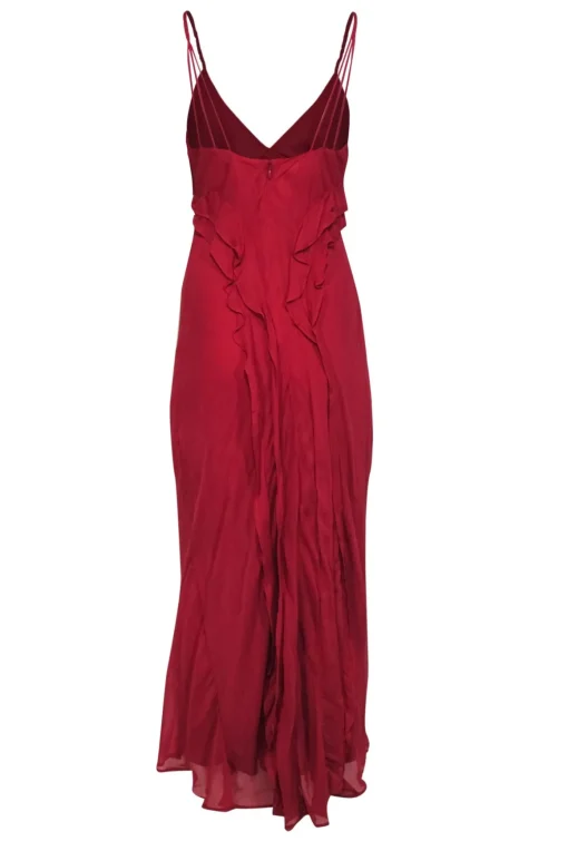 Anthropologie - Red Ruffled Maxi Slip Dress Sz 8
