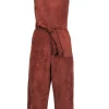 Anthropologie - Rust Faux Suede Straight Leg Jumpsuit w/ Belt Sz S