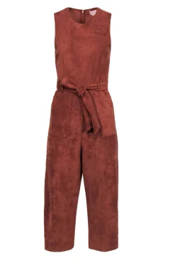 Anthropologie - Rust Faux Suede Straight Leg Jumpsuit w/ Belt Sz S