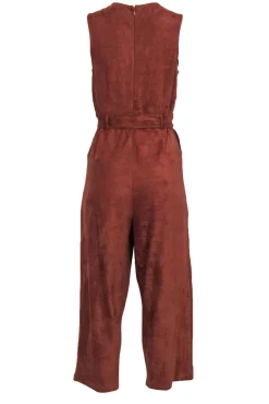 Anthropologie - Rust Faux Suede Straight Leg Jumpsuit w/ Belt Sz S